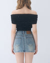 Wash denim mini skirt
