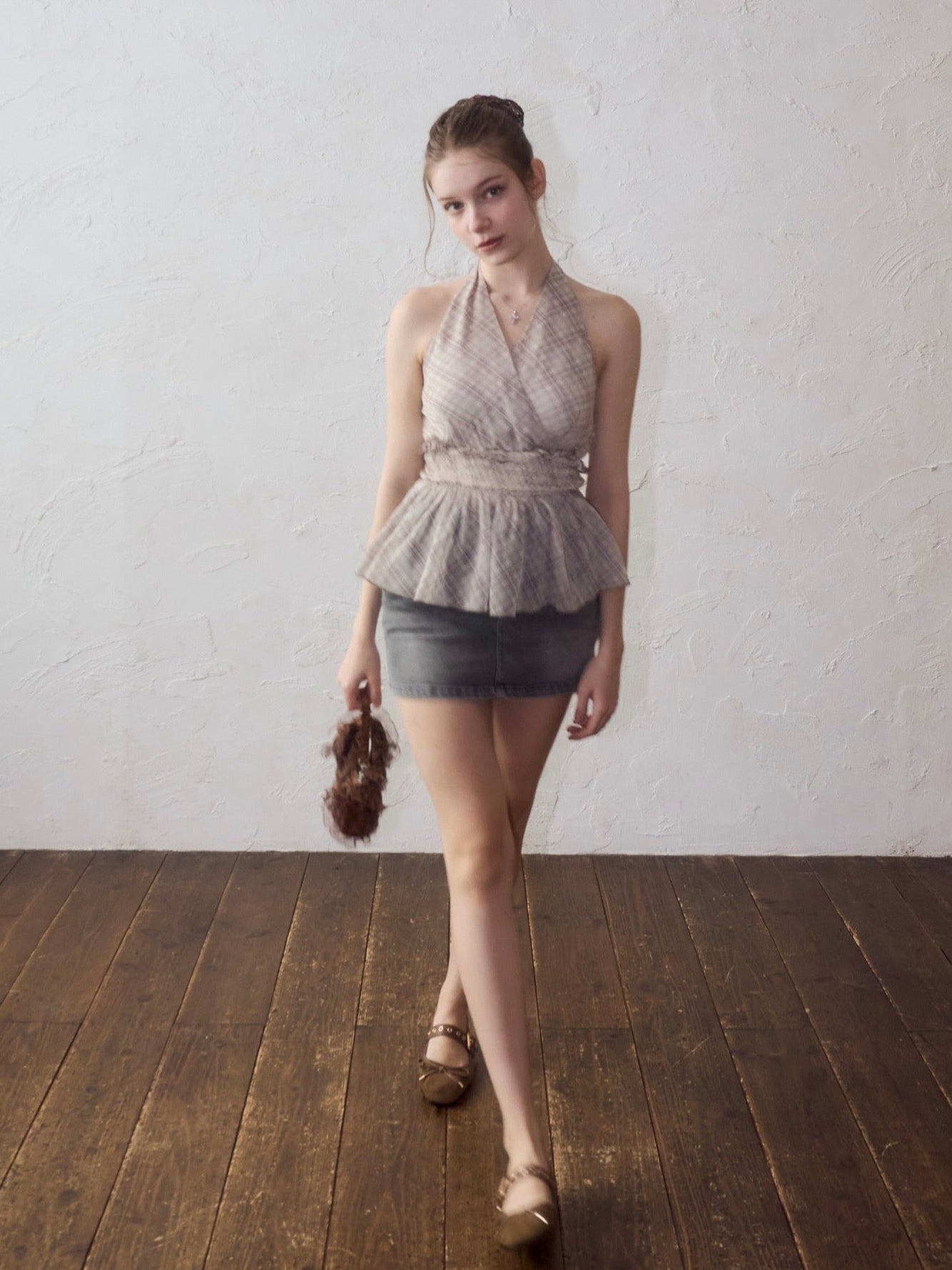 YILON WASH DENIM MINI SKIRT デニムスカート Wash denim mini skirt – YILON