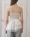 ASYMMETRIC HALTER NECK SATIN TOP