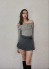 Belt check mini skirt