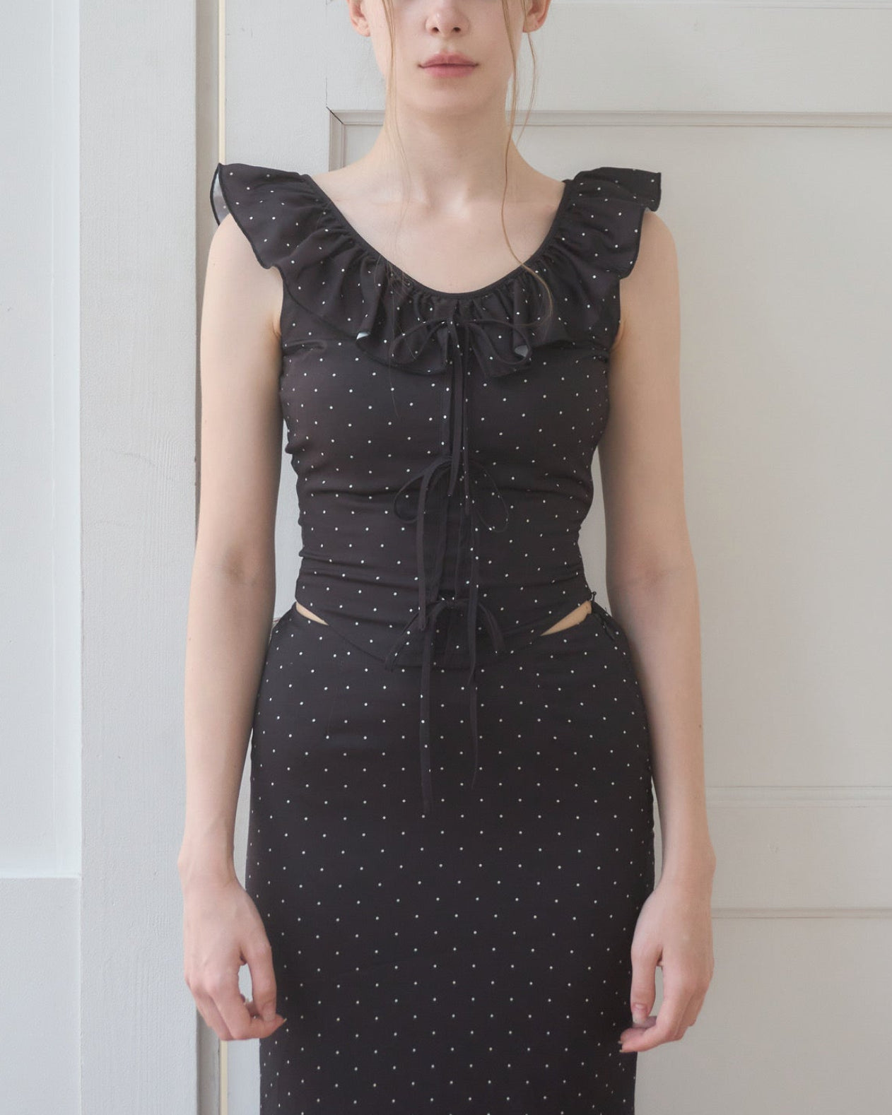RUFFLE DOT SATIN SETUP – YILON