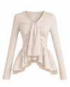 WARM TIE PEPLUM LACE BLOUSE