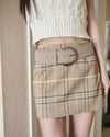 SUEDE BELT CHECK MINI SKIRT
