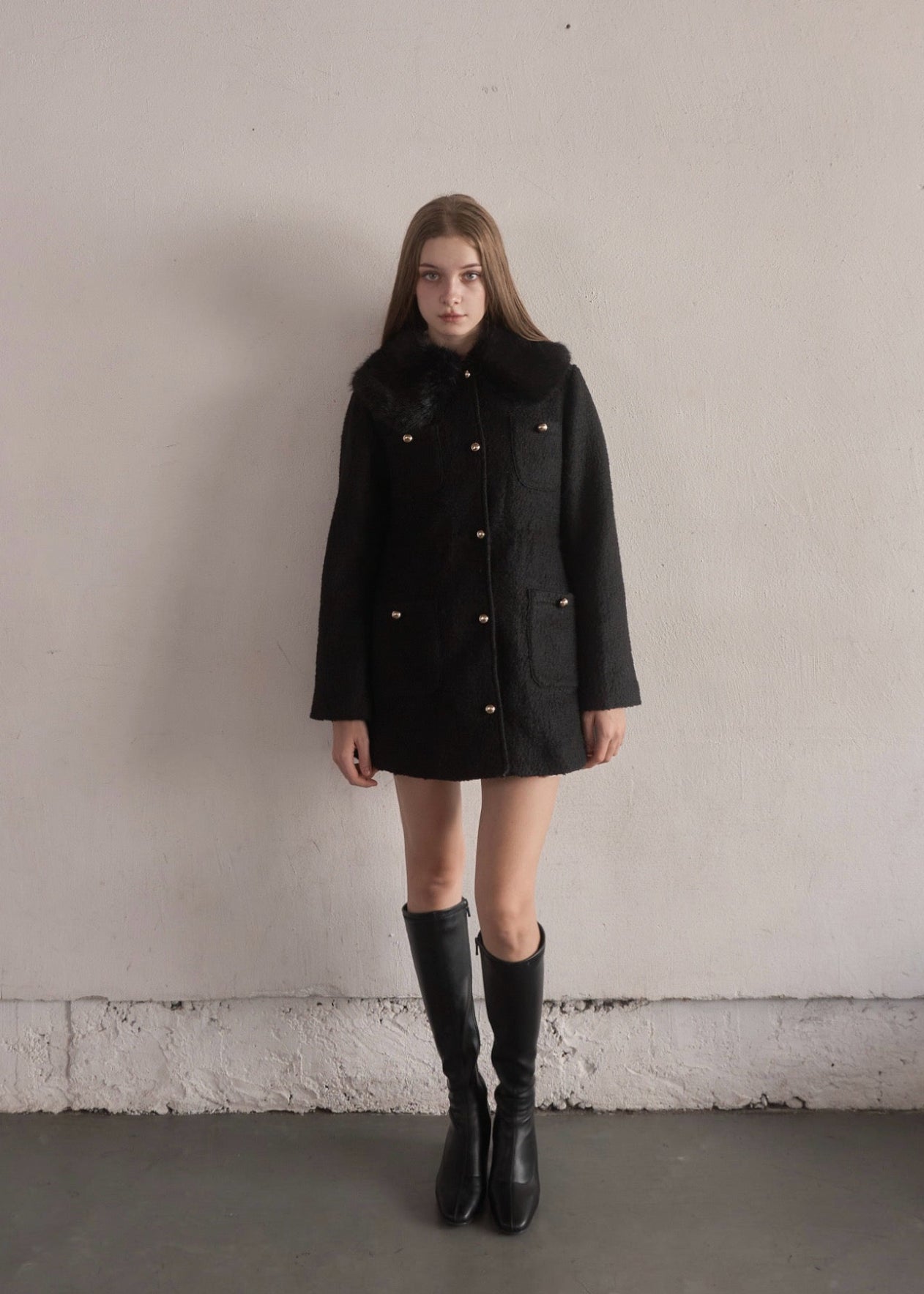 Fur collar classical coat – YILON