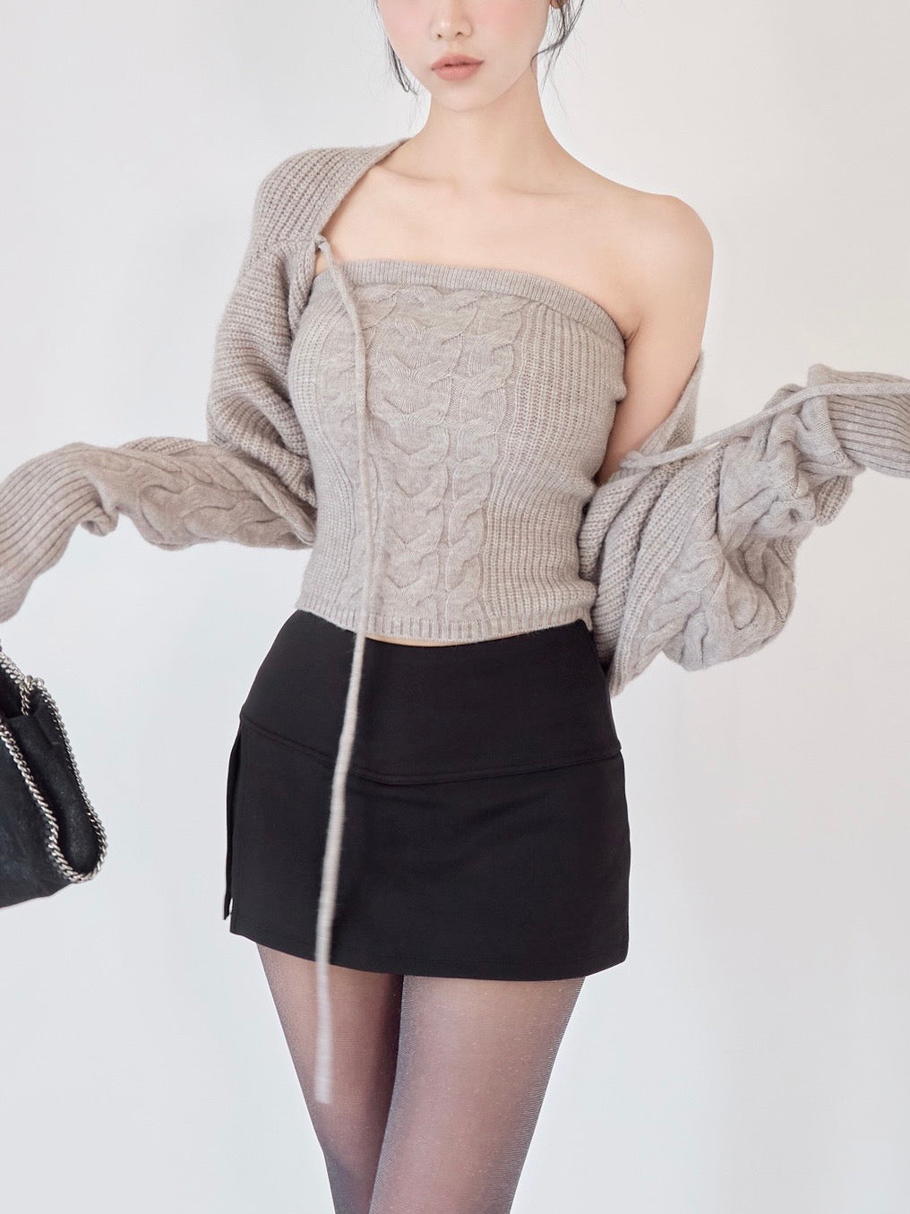 Cable knit bolero bare set – YILON