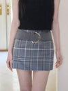 SUEDE BELT CHECK MINI SKIRT
