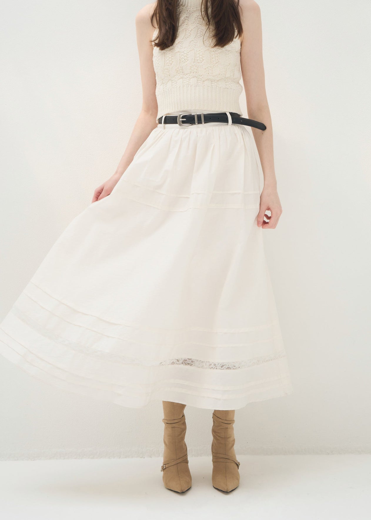 スカート yilon COTTON LACE SKIRT WHITE COTTON LACE SKIRT – YILON