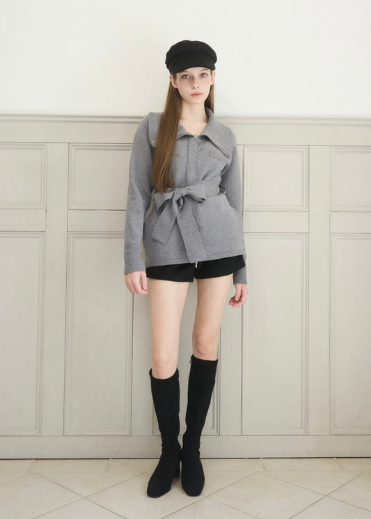WAIST TIE KNIT JACKET