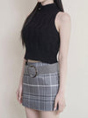 SUEDE BELT CHECK MINI SKIRT