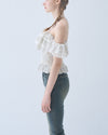 Dot frill blouse
