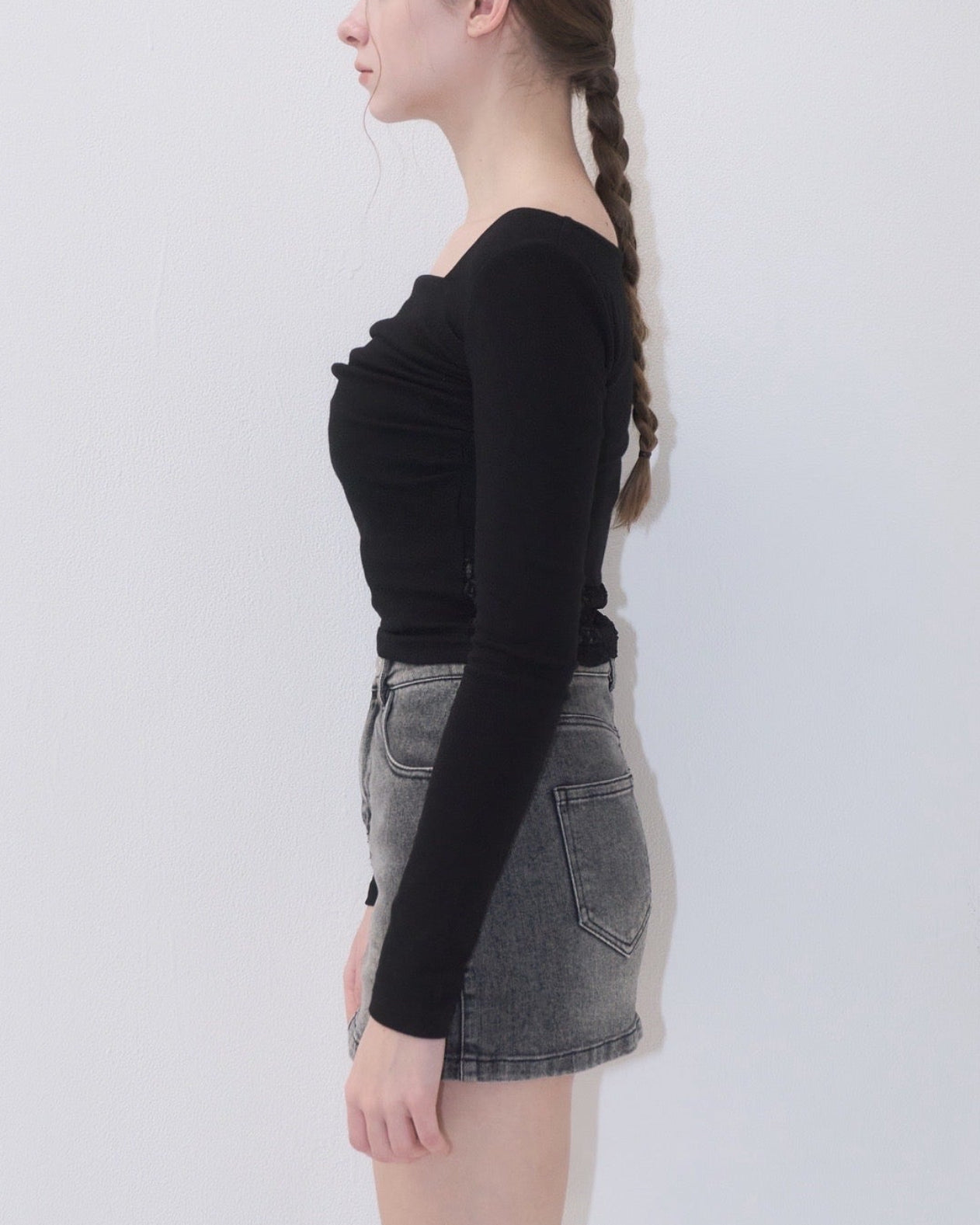 Gather lace tee – YILON