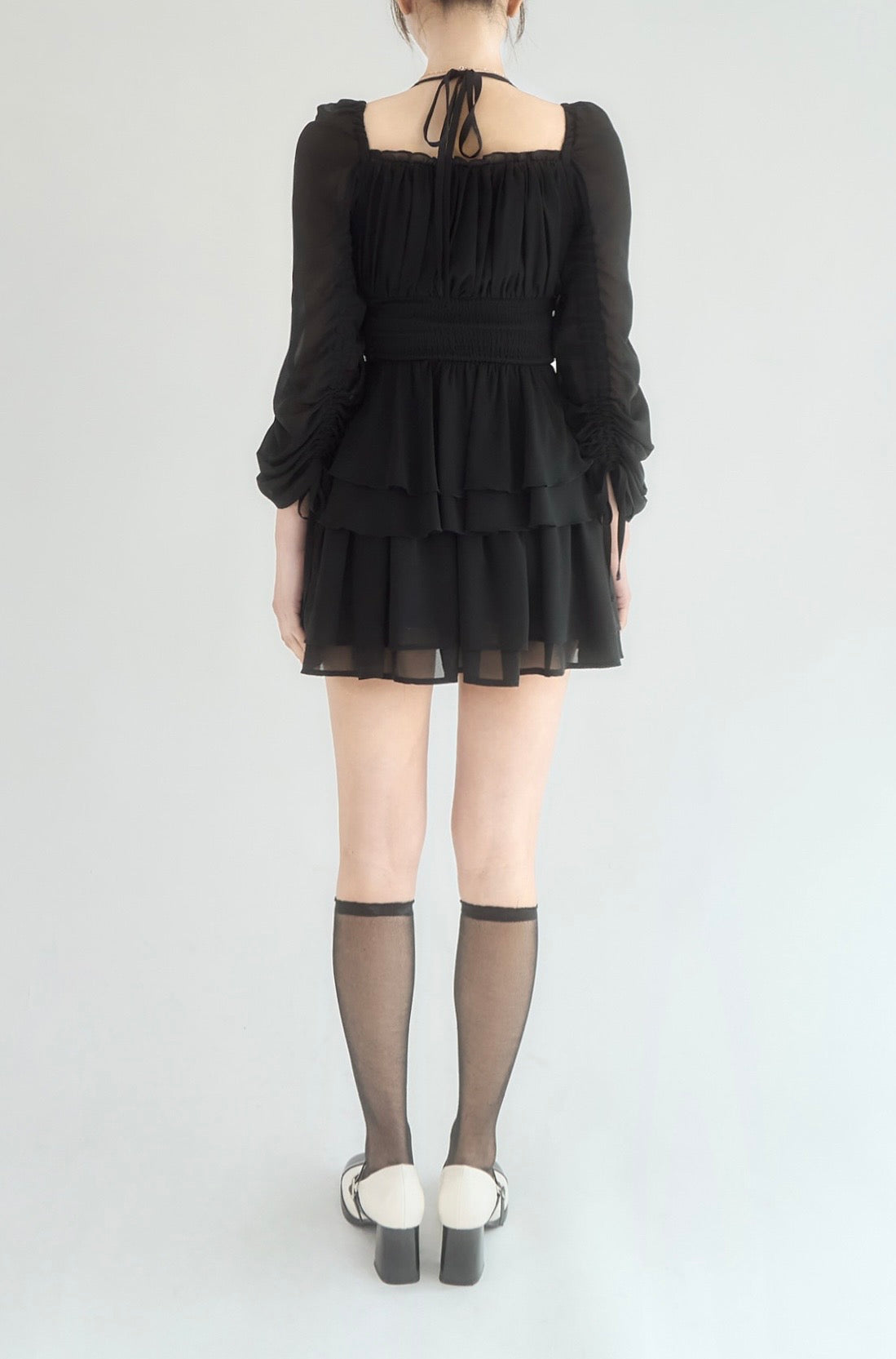 yilon LITTLE FLOWER CHIFFON BLOUSE ブラック Little flower chiffon blouse – YILON