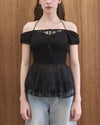 FABRIC MIX PEPLUM TOP