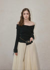 Off-shoulder ribbon knit