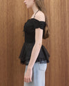 FABRIC MIX PEPLUM TOP