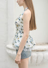HALTER-NECK PEPLUM BLOUSE
