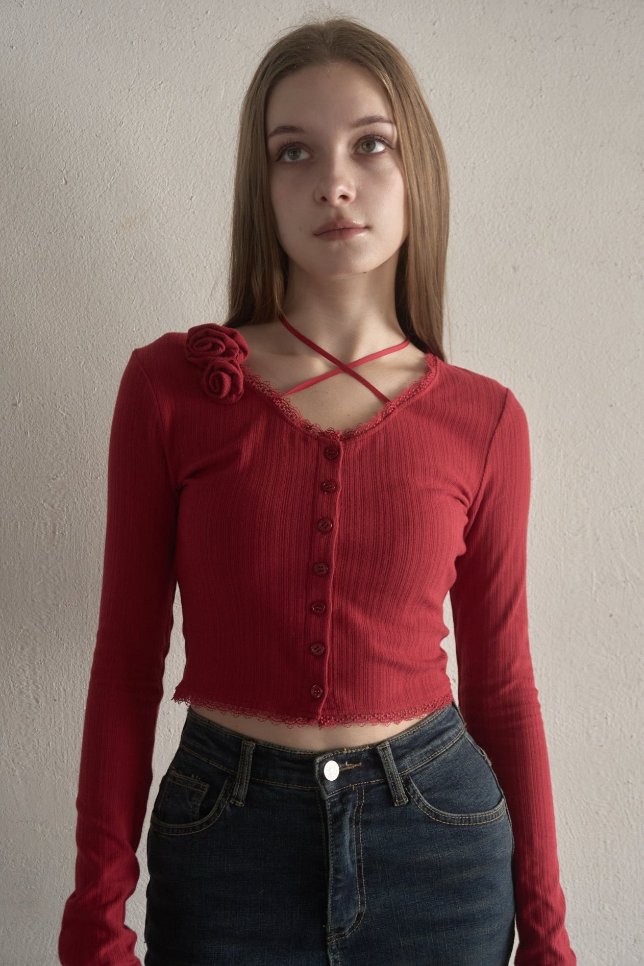 トップス yilon ROSE RIBBON CARDIGAN ivory Rose ribbon cardigan – YILON