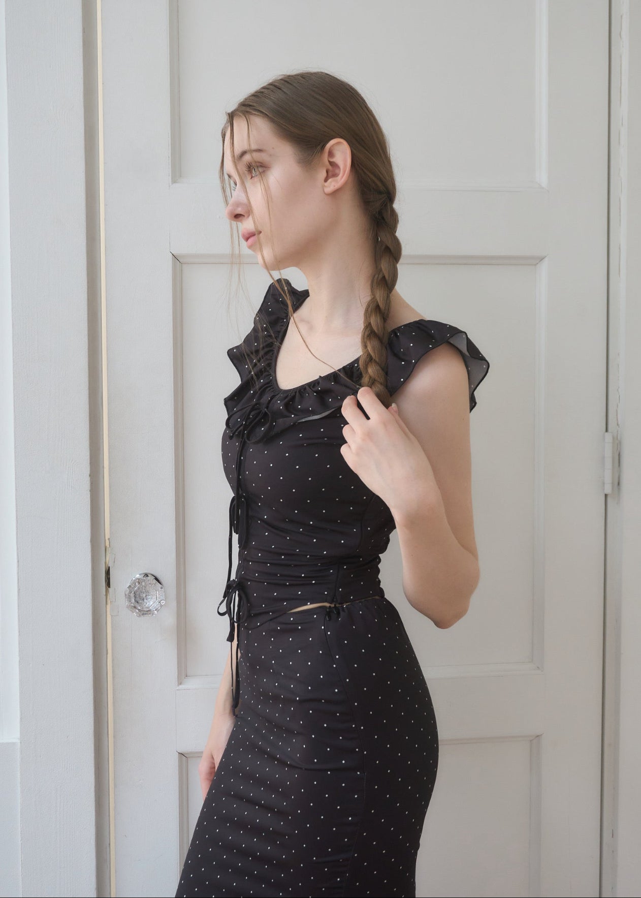 RUFFLE DOT SATIN SETUP – YILON