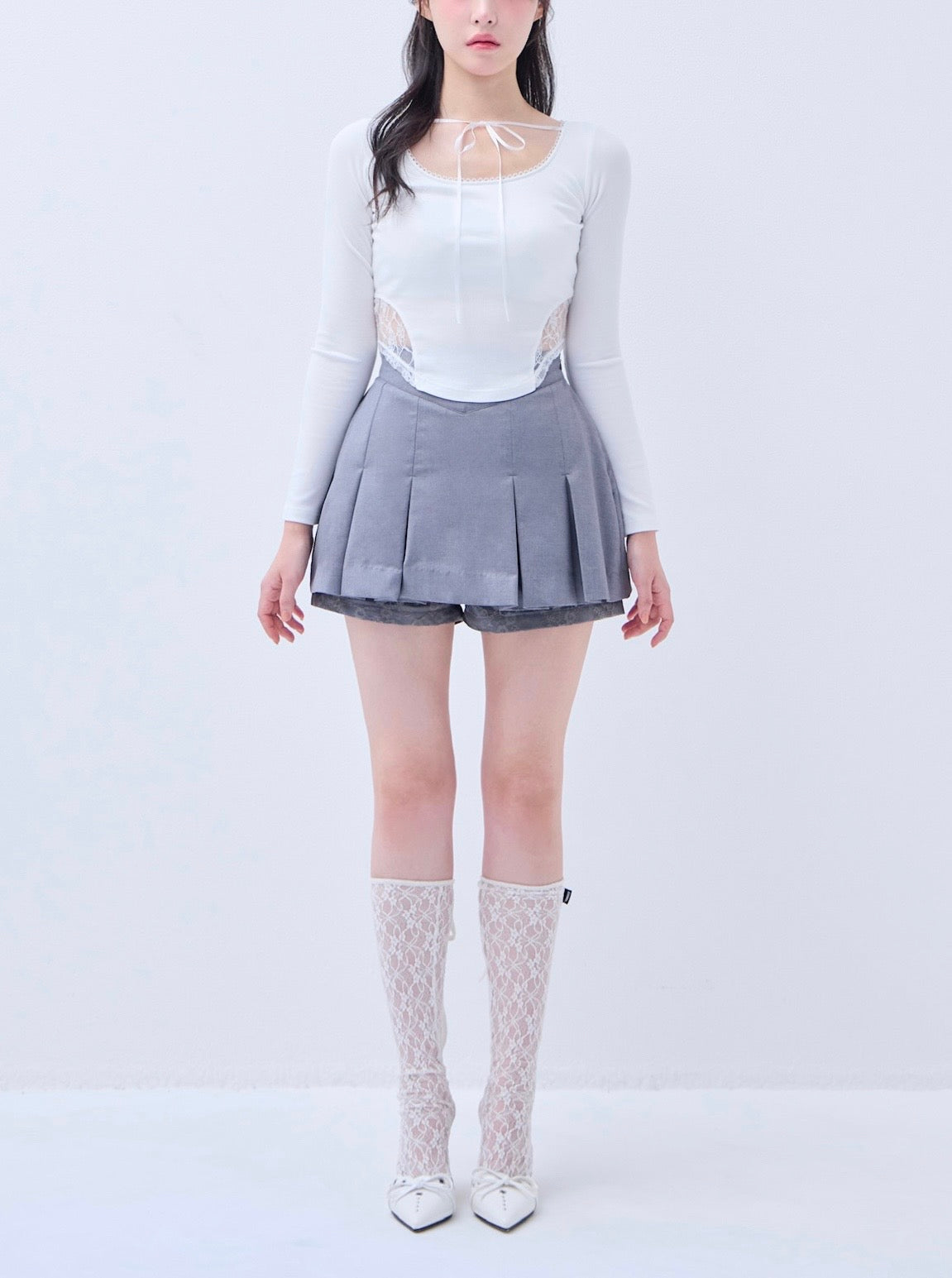 Back lace ribbon tee – YILON