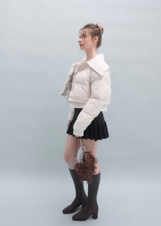 Rib collar puffer jacket