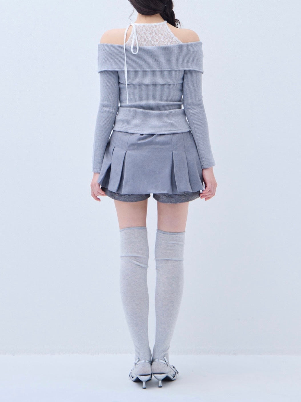 トップス yilon DOCKING LACE RIB KNIT Docking lace rib knit – YILON