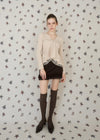 SUEDE FRILL MINI SKIRT