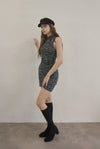 Mix yarn knit one-piece