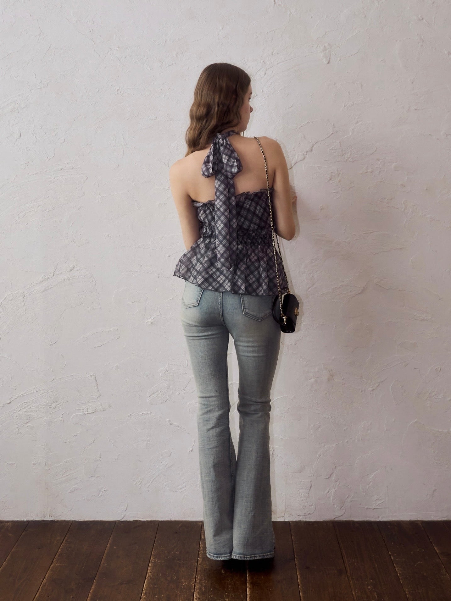Halter-neck check blouse – YILON