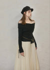 Off-shoulder ribbon knit