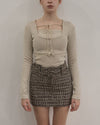 Tweed belt mini skirt
