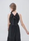 HALTER NECK TIERED MAXI DRESS