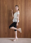 FABRIC MIX PEPLUM TOP