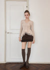 WARM TIE PEPLUM LACE BLOUSE