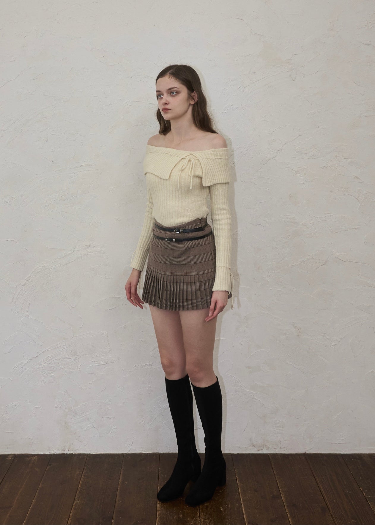 YILON♡ BELT CHECK MINI SKIRT Belt check mini skirt – YILON