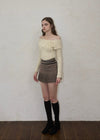 Belt check mini skirt