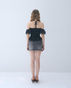 Dot frill blouse