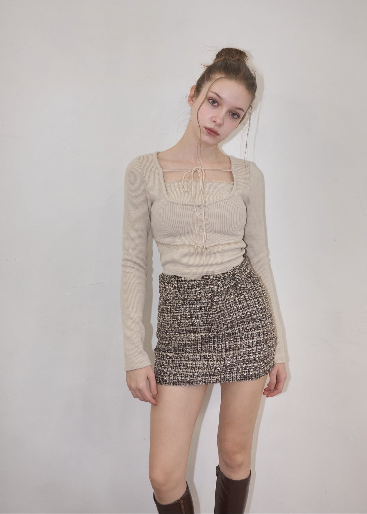 ニット/セーター YILON RIB ENSEMBLE BUTTON TOPS Rib ensemble button tops – YILON