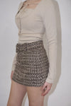 Tweed belt mini skirt