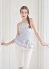 ASYMMETRIC HALTER NECK SATIN TOP