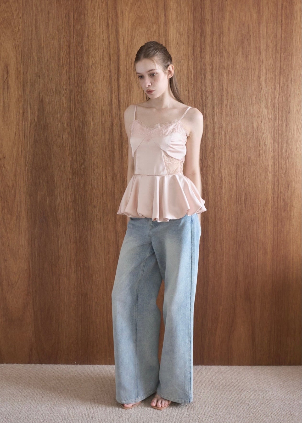 新品　yilon BALLOON LACE CAMI TOP ピンク BALLOON LACE CAMI TOP – YILON