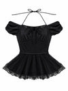 FABRIC MIX PEPLUM TOP