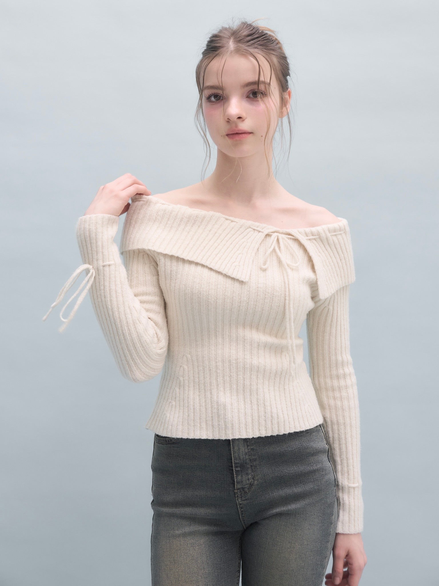 値下げ♡yilonイロン　完売Petit ribbon knit Off-shoulder ribbon knit – YILON