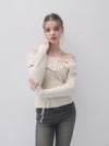 Off-shoulder ribbon knit