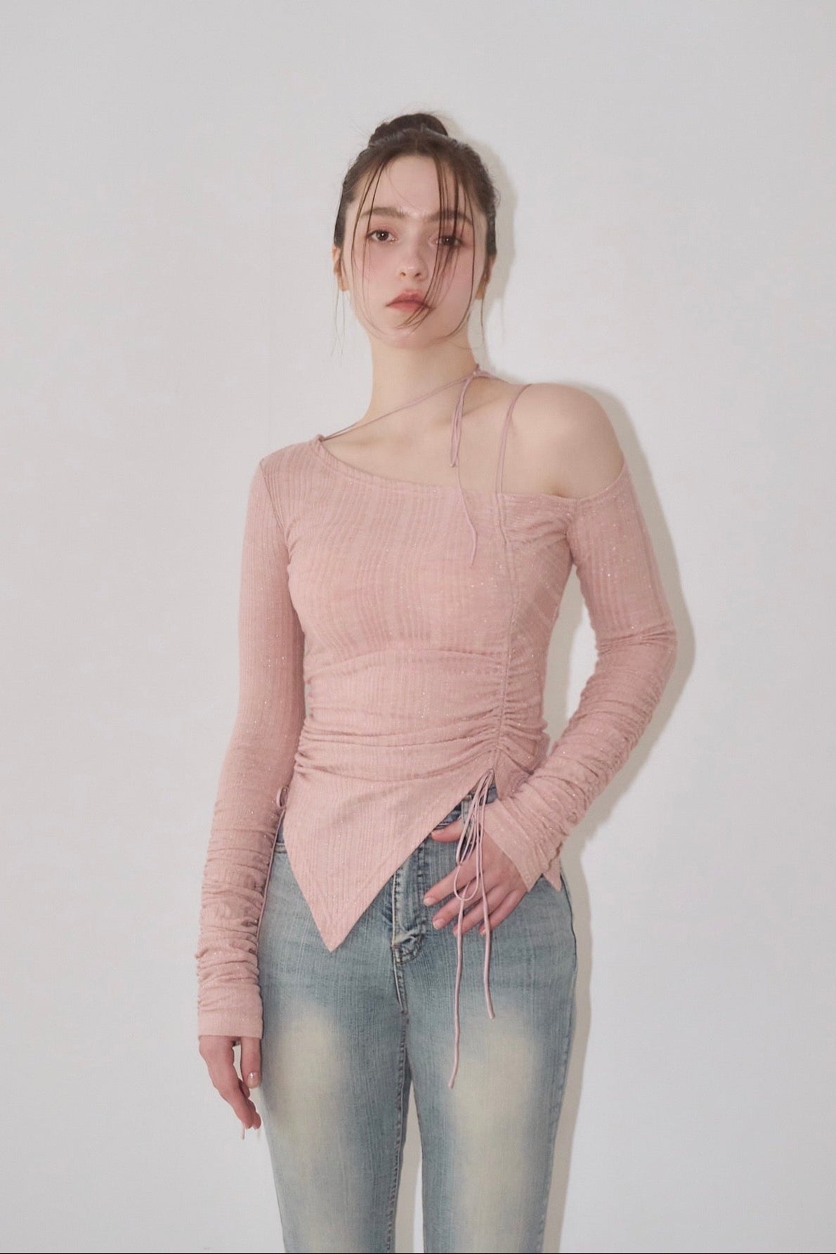 yilon イロンONESHOULDER LAME CUTSEW One-shoulder lame cutsew – YILON