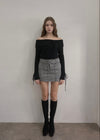 Tweed belt mini skirt
