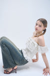 Dot frill blouse