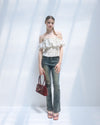 Dot frill blouse