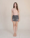 Wash denim mini skirt
