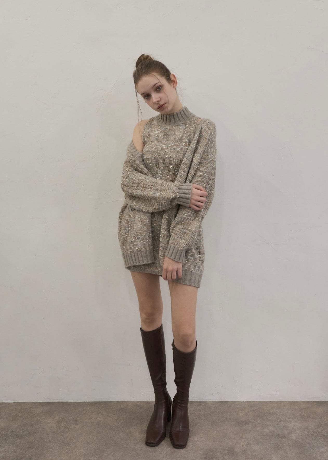 Mix yarn knit cardigan – YILON