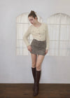 Tweed belt mini skirt